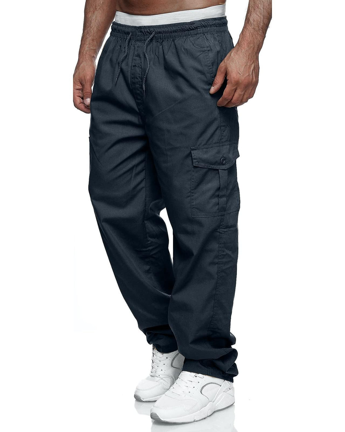Men's Cargo Pants Relaxed Fit Sweatpants Drawstring Waist Trousers