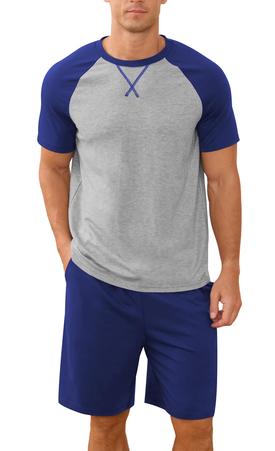 NITAGUT Mens Pajama Set Summer 2 Piece Loungewear Short Sleeve Pjs