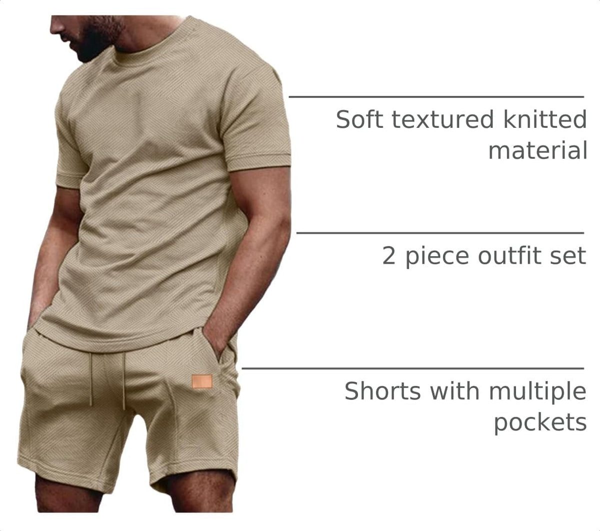 JMIERR Men's 2 Piece Outfit Anti-wrinkle T Shirts and Shorts Summer Beach Vacation Lounge Workout Pajamas Short Sleeve Sets