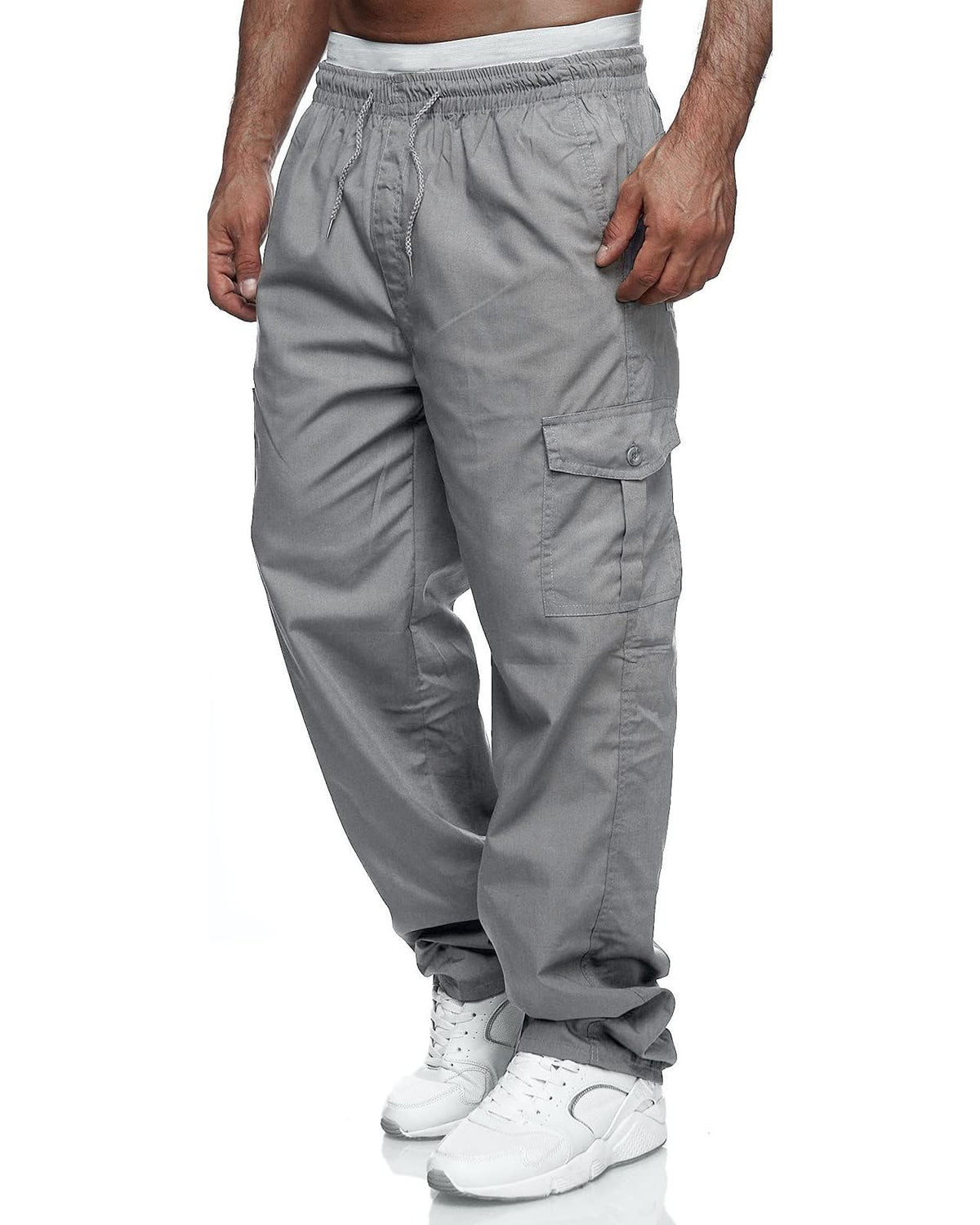 Men's Cargo Pants Relaxed Fit Sweatpants Drawstring Waist Trousers