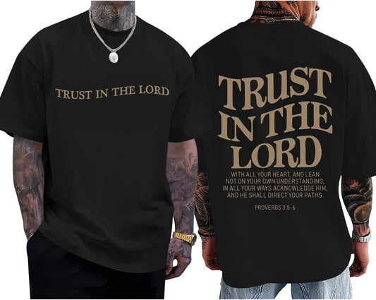 Christian Jesus Shirts for Men Trust in The Lord Tshirt God Faith Religious Bible Verse Oversized Graphic Cotton Tees