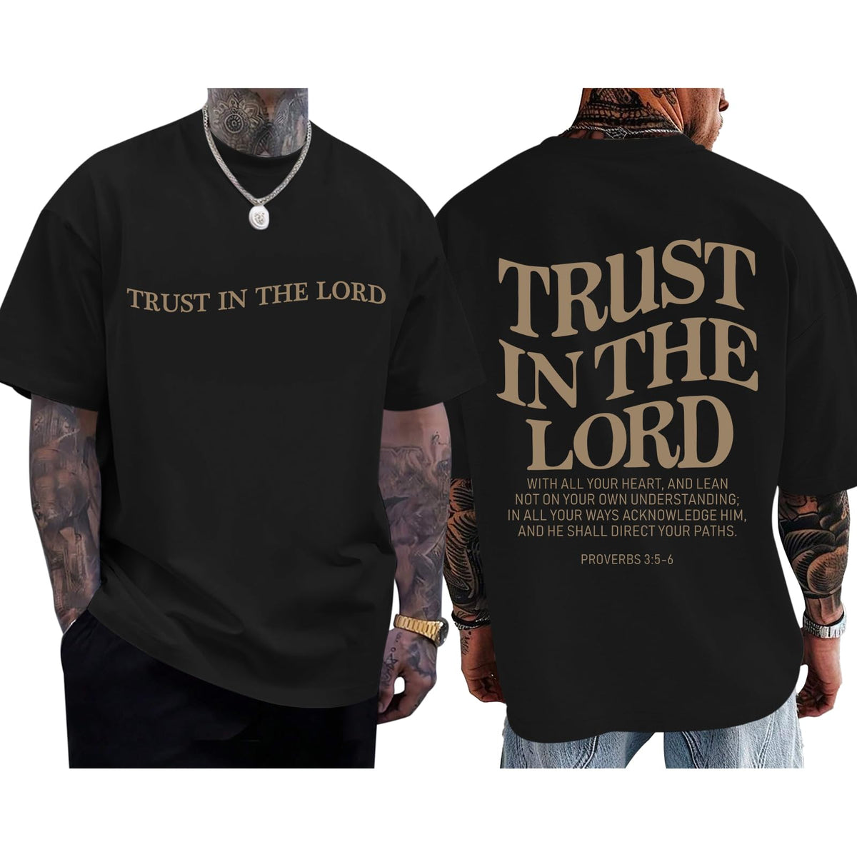 Christian Jesus Shirts for Men Trust in The Lord Tshirt God Faith Religious Bible Verse Oversized Graphic Cotton Tees