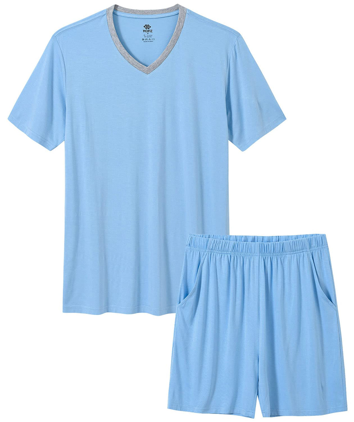 MoFiz Mens Pajamas Set Short Sleeve PJ's Sleep Lounge Sleepwear Cool Pyjama Summer Sets Comfortable Lightweight