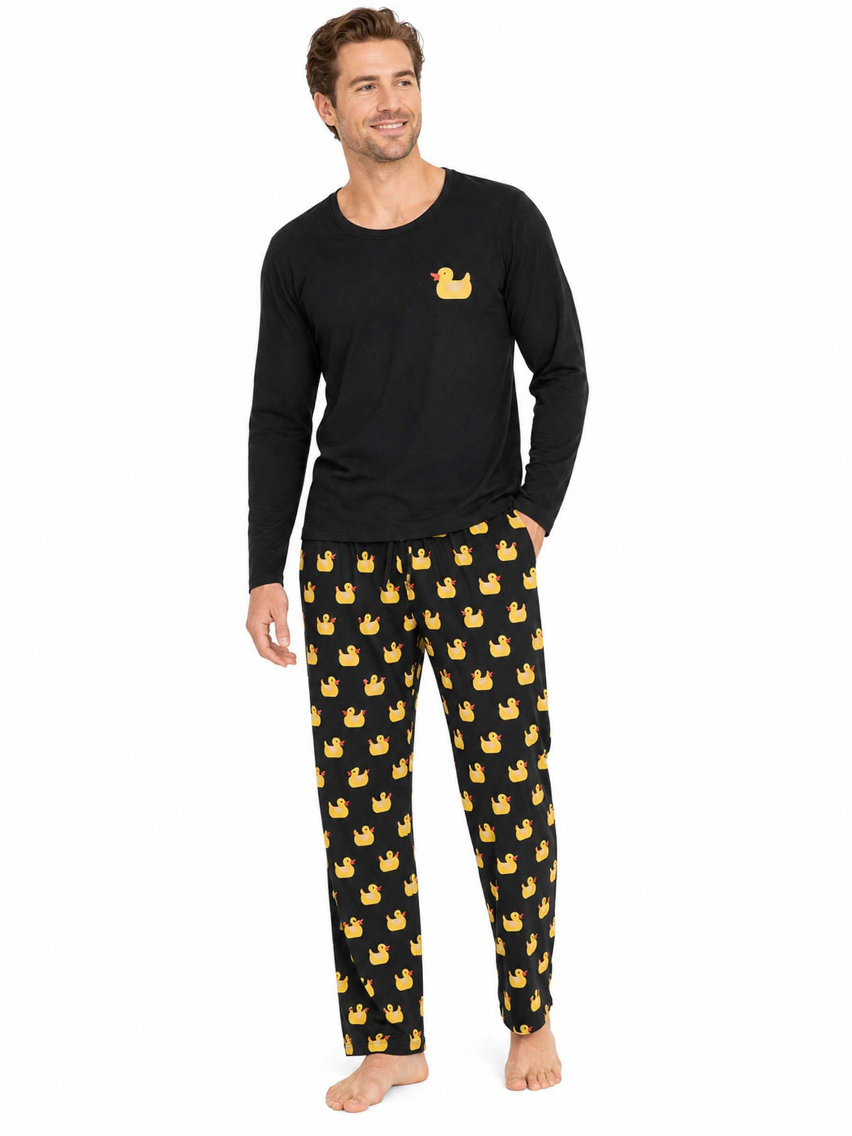 Yoimira Mens Soft Pajama Set Short/Long Sleeve 2 Piece PJs with Pockets