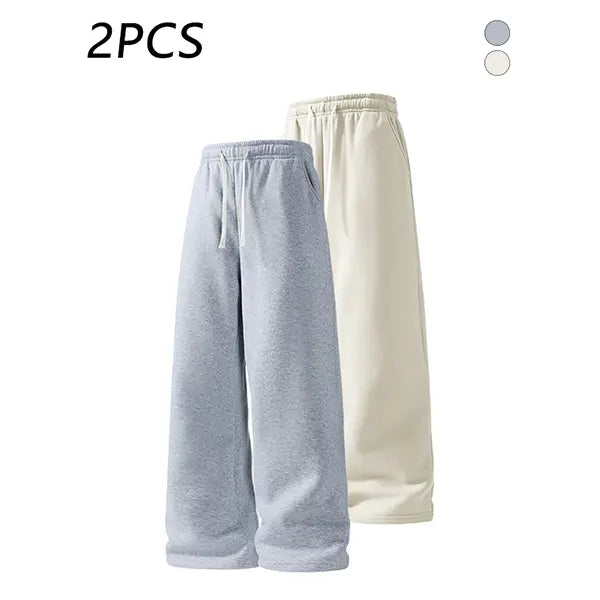 2-pack men’s casual straight sweatpants with adjustable drawstring elastic waistband, loose straight-leg design, skin-friendly comfortable fabric