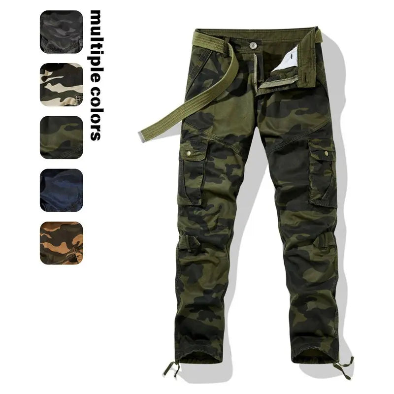 Men's Camo Stretch Menswear Trousers - Summer Thin Loose-Fit Straight-Leg Long Trousers for Work & Casual Wear