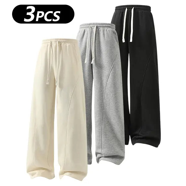 Men's Fleece Thermal Lined Sweatpants  Oversize Drawstring Waist Casual Loose Pants for Fall Winter School Season Daily Wear Stylish Menswear