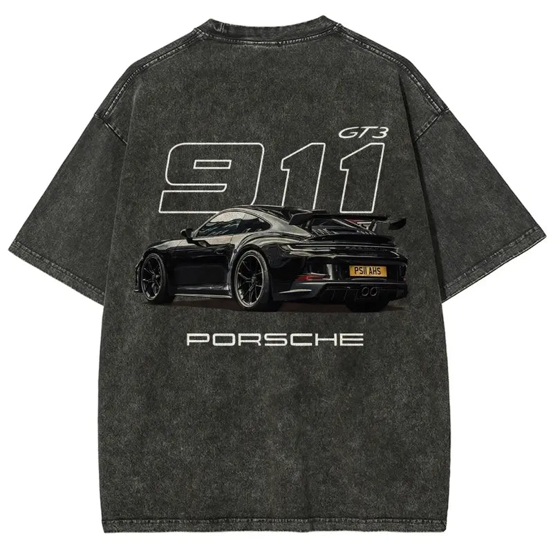 Men's 911 GT3 Racing Good Graphic Tees - Super Soft Washed Cotton Fashion Streetwear Round Neck Casual Top, Boyfriend Birthday Gift, Cool Guys Gifts, Gifts For Boyfriend, Cool Gifts For Guys