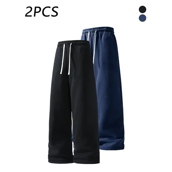 2-pack men’s casual straight sweatpants with adjustable drawstring elastic waistband, loose straight-leg design, skin-friendly comfortable fabric