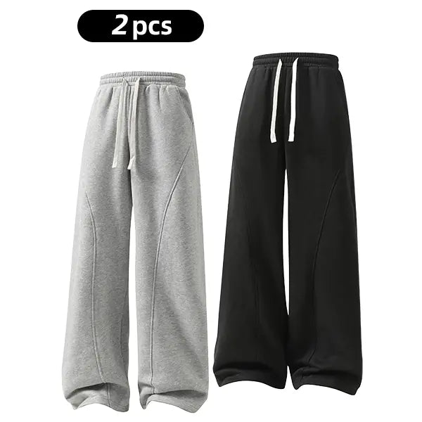 Men's Fleece Thermal Lined Sweatpants  Oversize Drawstring Waist Casual Loose Pants for Fall Winter School Season Daily Wear Stylish Menswear