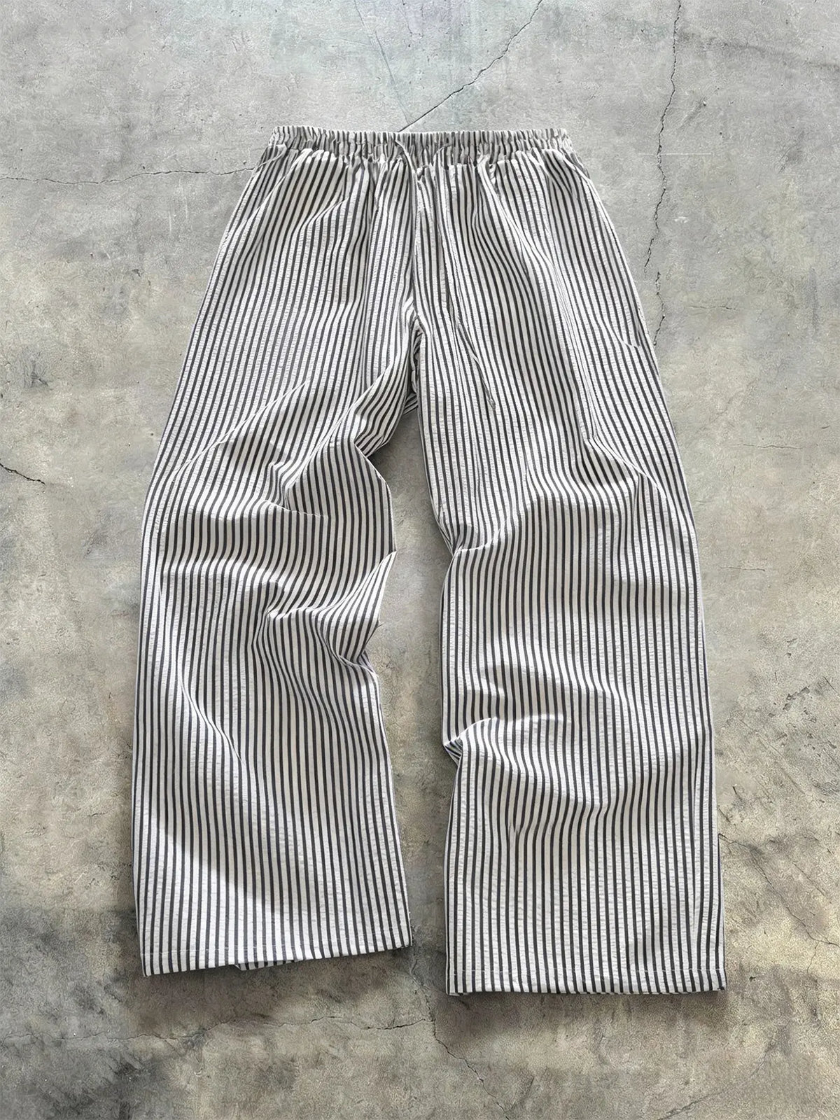 Unisex Striped Wide Leg, Drawstring Waisted, Casual Slacks, Casual Loose Fit Trousers, Breathable Comfort Design, Suitable for Daily Wear, Leisure and Home Use, Casual Fashion Bottoms
