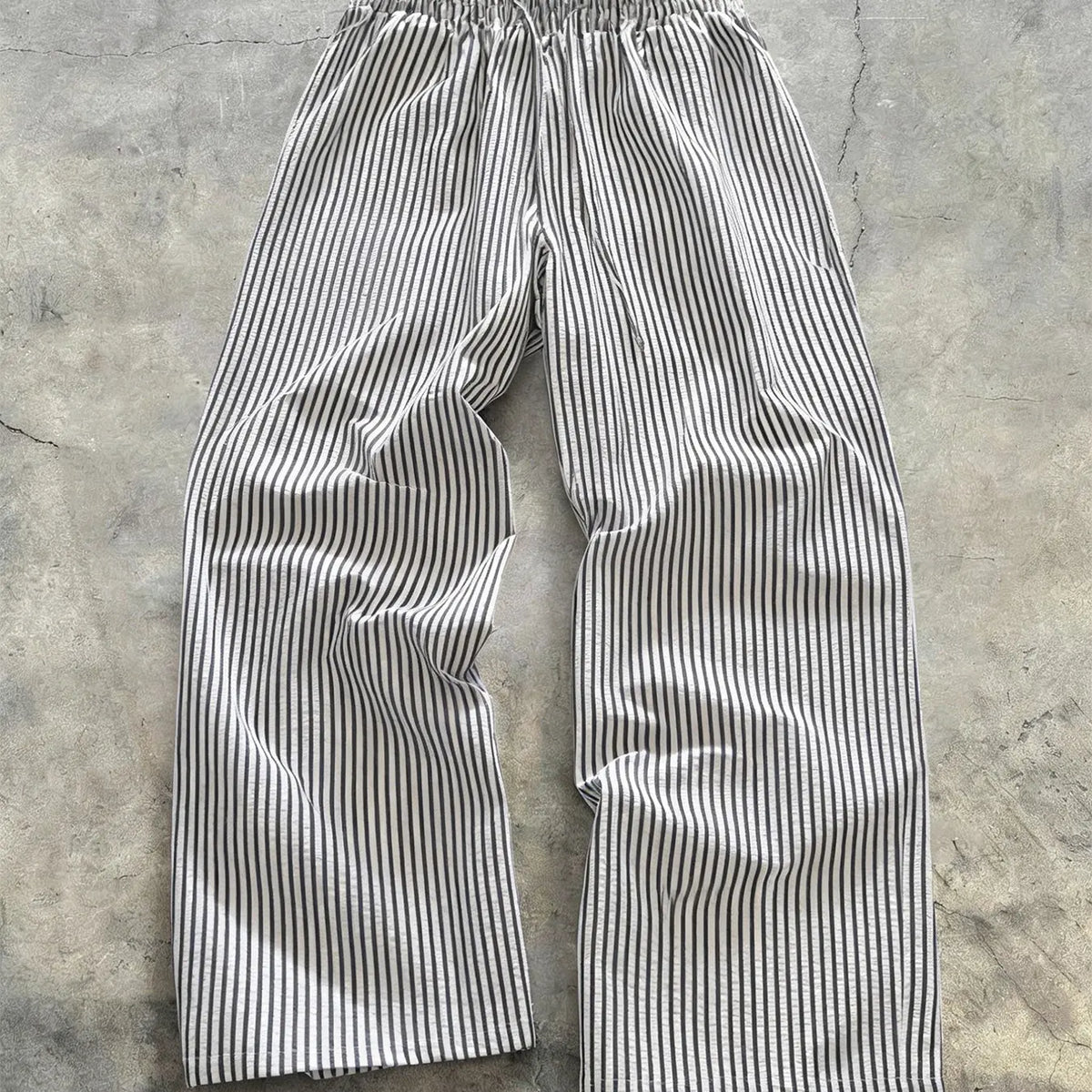 Unisex Striped Wide Leg, Drawstring Waisted, Casual Slacks, Casual Loose Fit Trousers, Breathable Comfort Design, Suitable for Daily Wear, Leisure and Home Use, Casual Fashion Bottoms