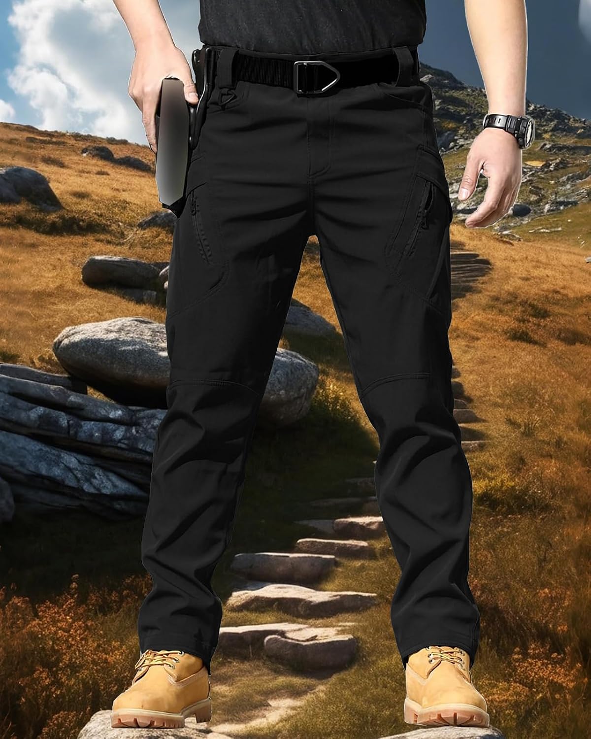 whox Men's Work Cargo Pants Tactical Hiking Casual Water Resistant Ripstop Trousers for Outdoor with 6 Pockets(No Belt)