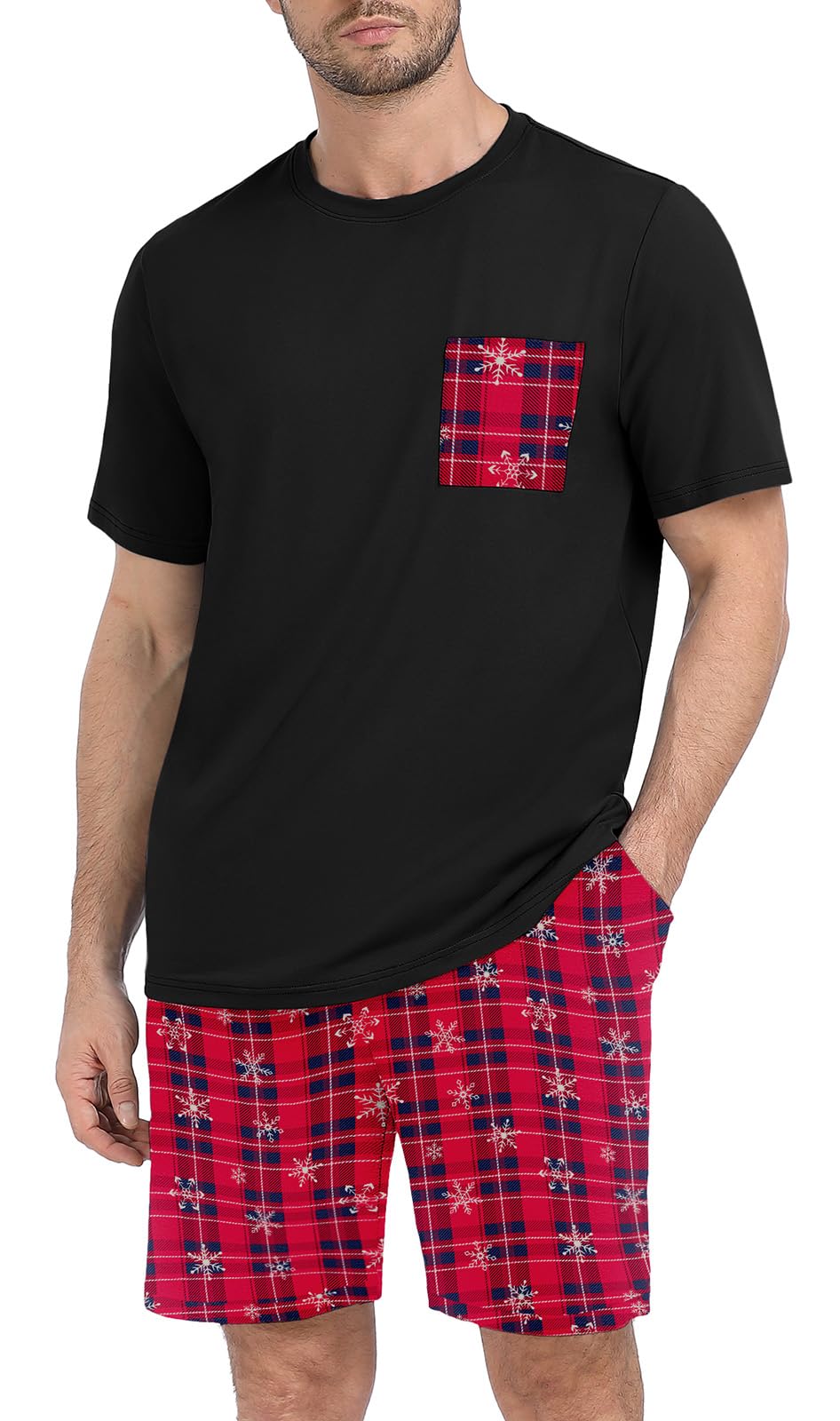 PrinStory Couples Pajamas Set Shirts and Shorts Summer Comfy Lounge Family