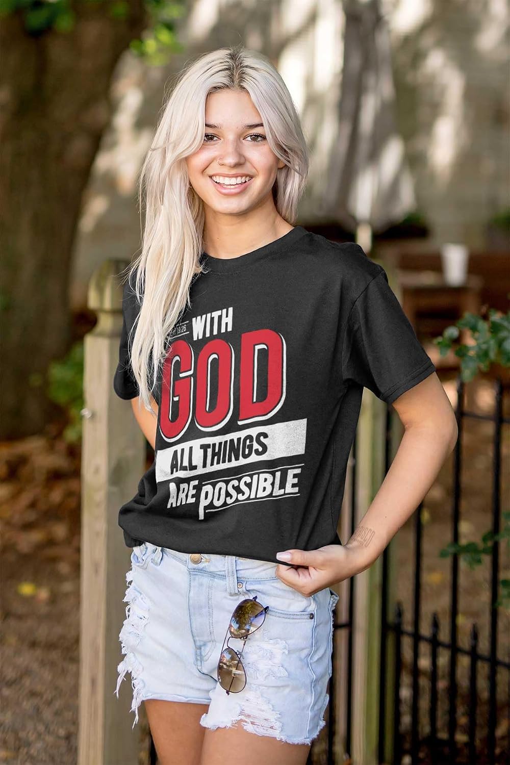 with God All Things are Possible Mens Graphic T Shirt Tees
