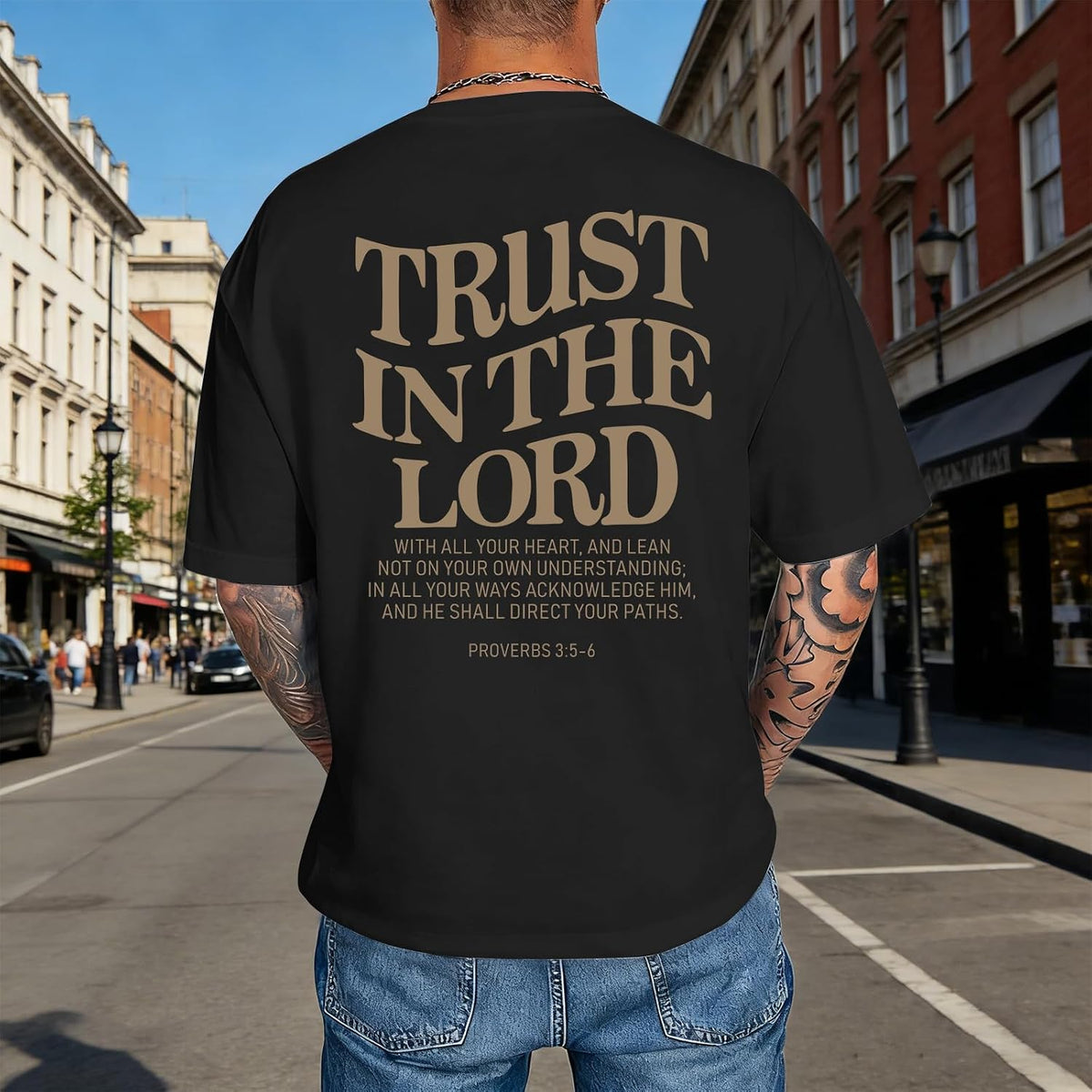 Christian Jesus Shirts for Men Trust in The Lord Tshirt God Faith Religious Bible Verse Oversized Graphic Cotton Tees