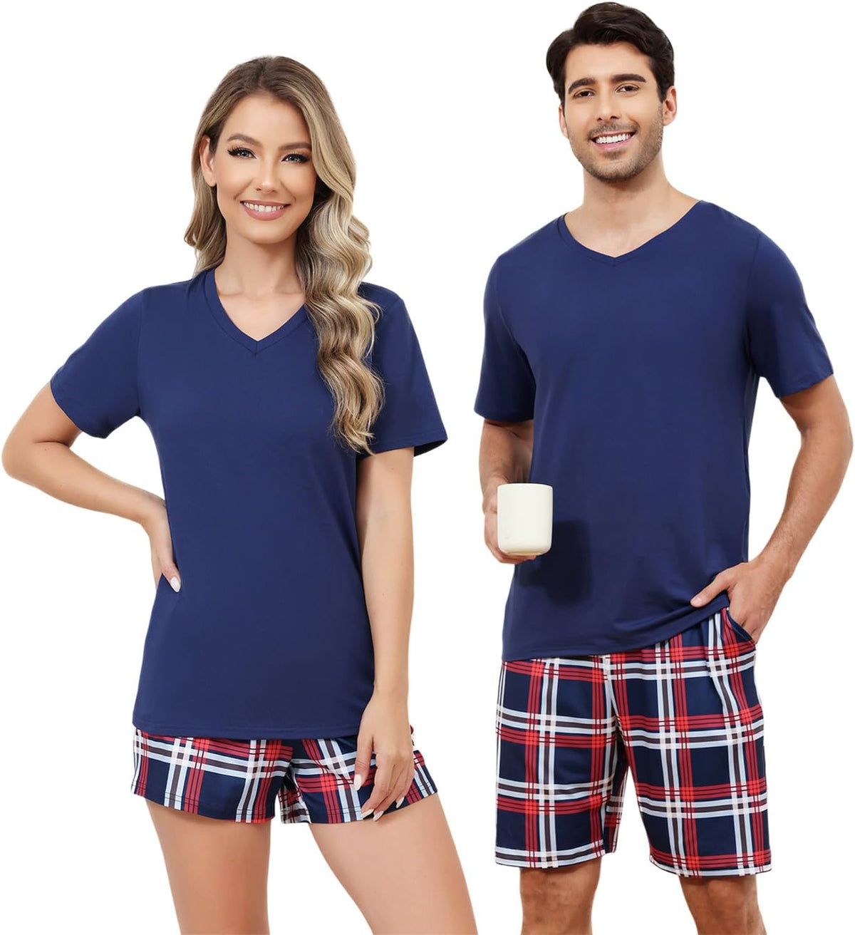 Matching Pajamas for Couple Set Short Sleeve Soft Sleepwear