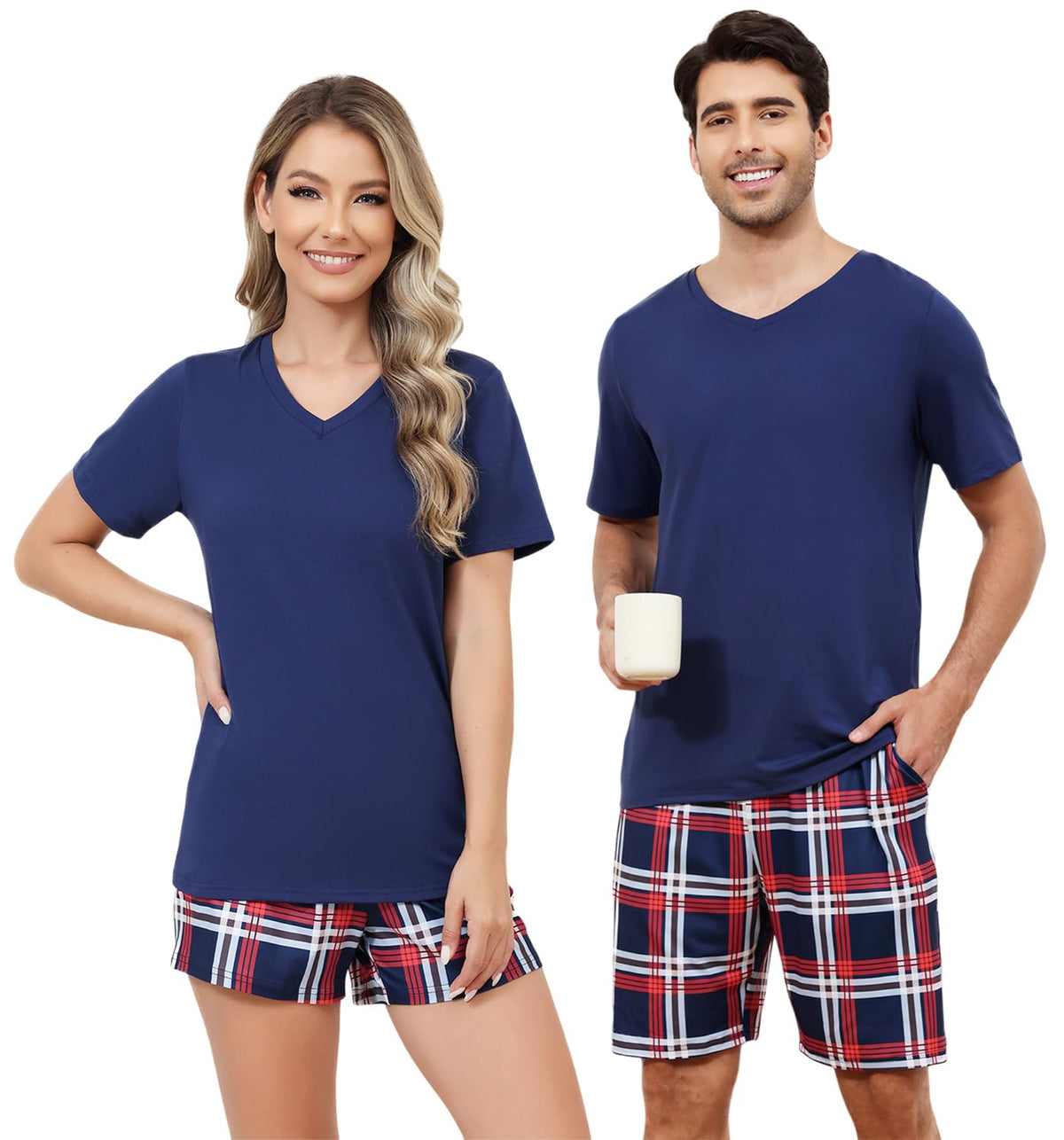 Matching Pajamas for Couple Set Short Sleeve Soft Sleepwear