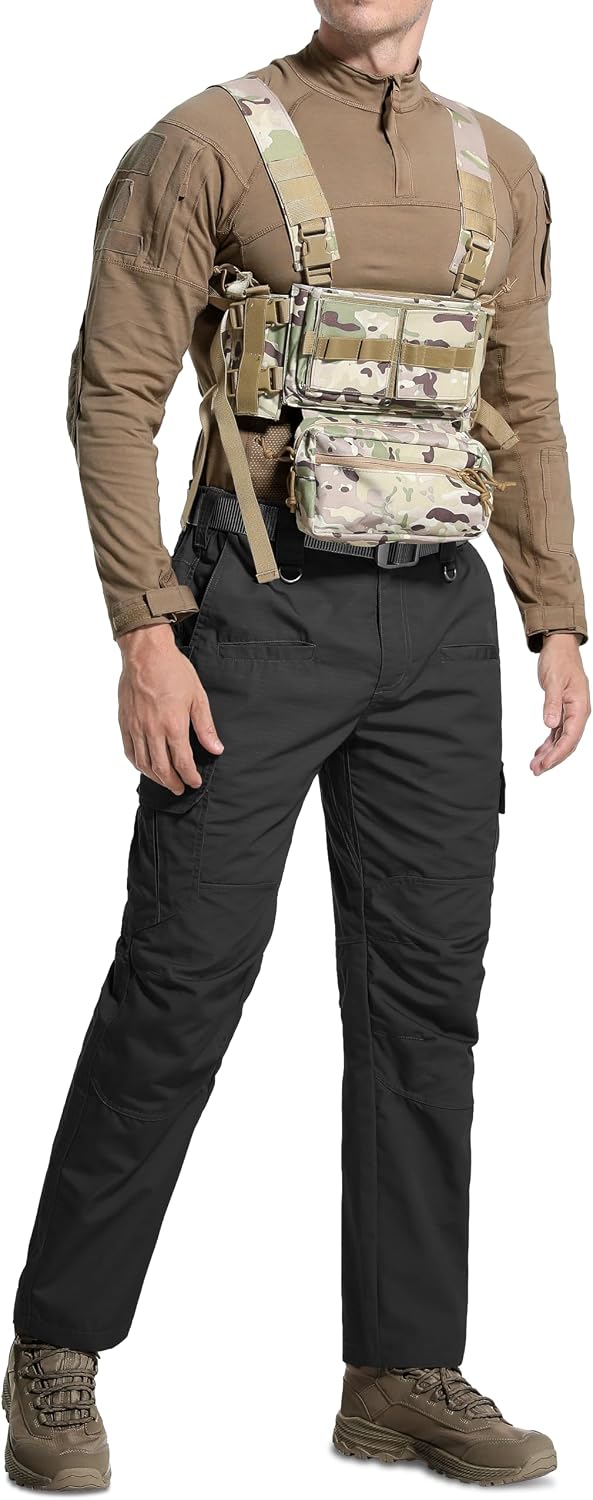Men's Tactical Pants Water Resistant Ripstop Cargo Pants Outdoor Lightweight EDC Hiking Work Construction Pants