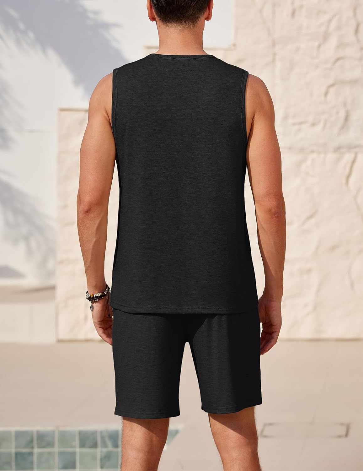 Ekouaer Men's Pajamas Set 2 Piece Workout Tank Top Pjs Shorts Sets S-XXL