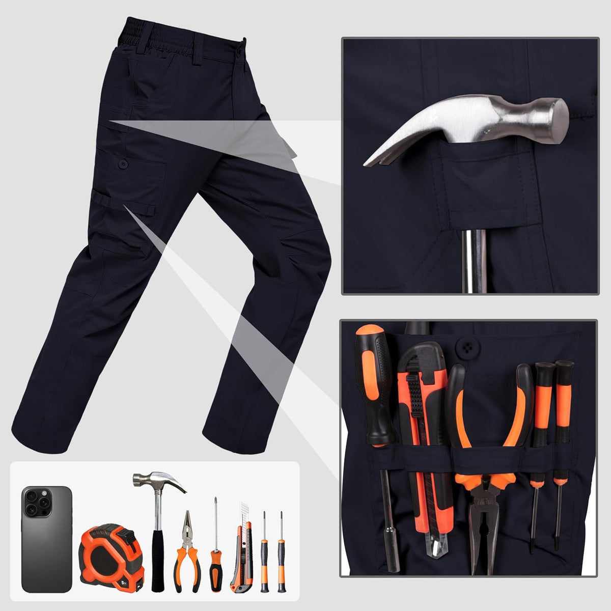 Lzzidou Men's Hiking Cargo Pants Tactical Work Travel Trousers
