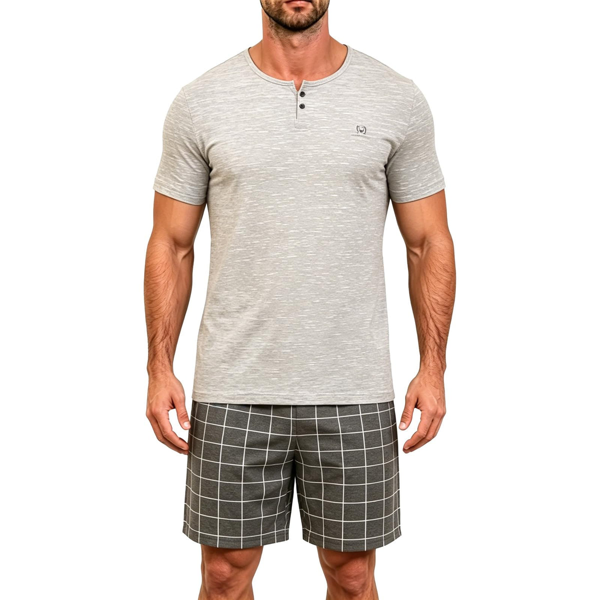 Men's Summer Pajama Set - Short Sleeve & Shorts Lounge Wear