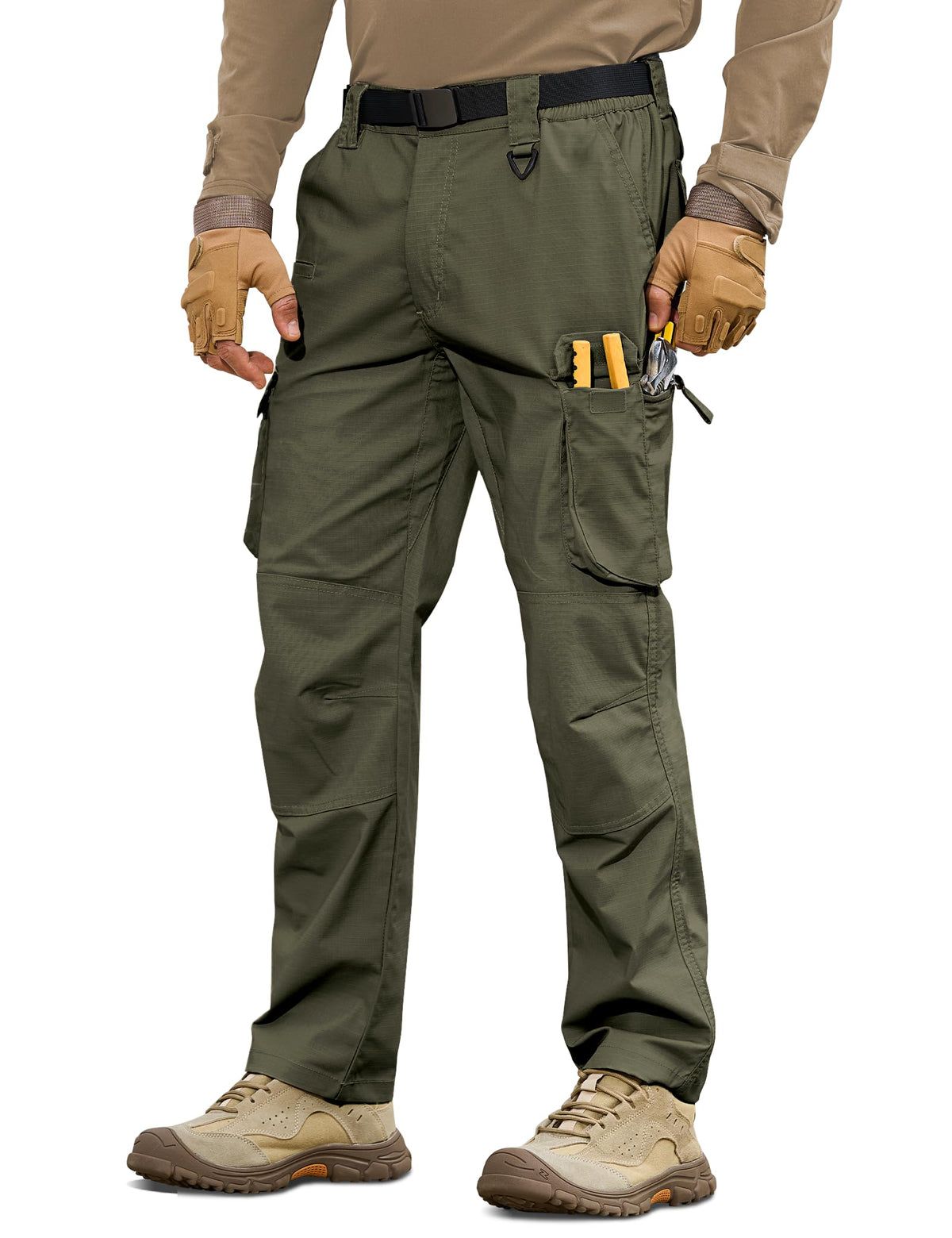 MOURCE Tactical Pants for Men Ripstop - EDC Work Cargo Pants 10 Pockets