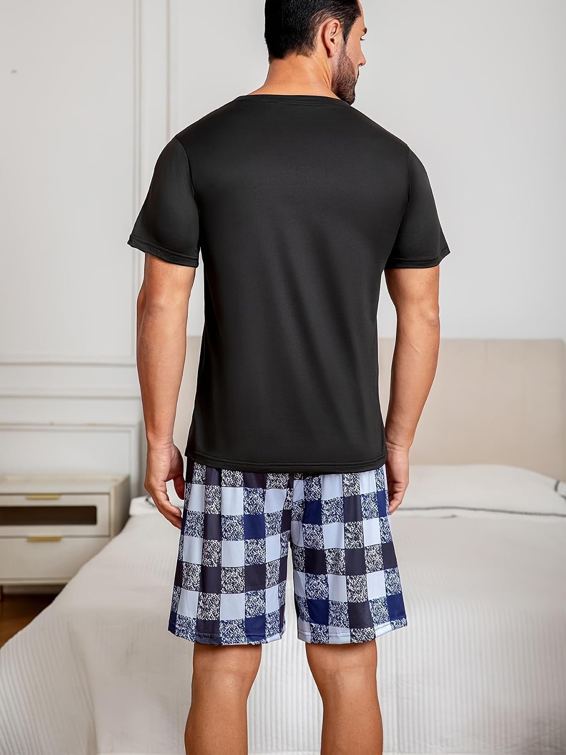 Men's Summer Pajamas Set Men Short Sleeves Shorts Sleepwear Men Casual Set