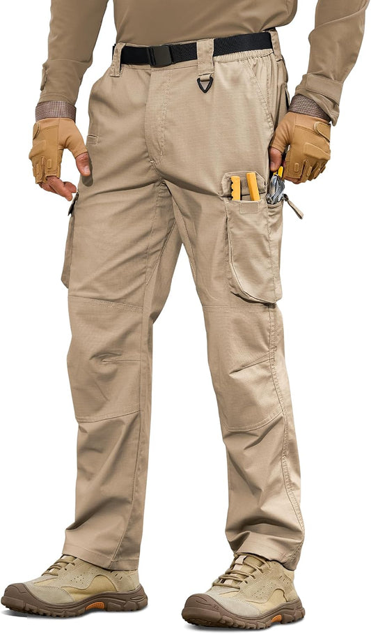 MOURCE Tactical Pants for Men Ripstop - EDC Work Cargo Pants 10 Pockets