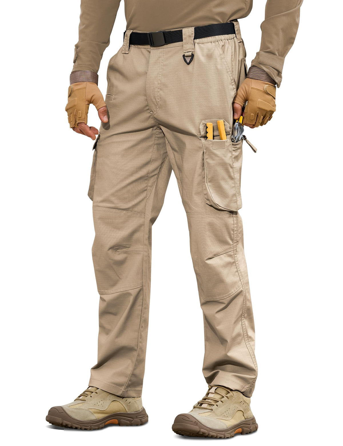 MOURCE Tactical Pants for Men Ripstop - EDC Work Cargo Pants 10 Pockets