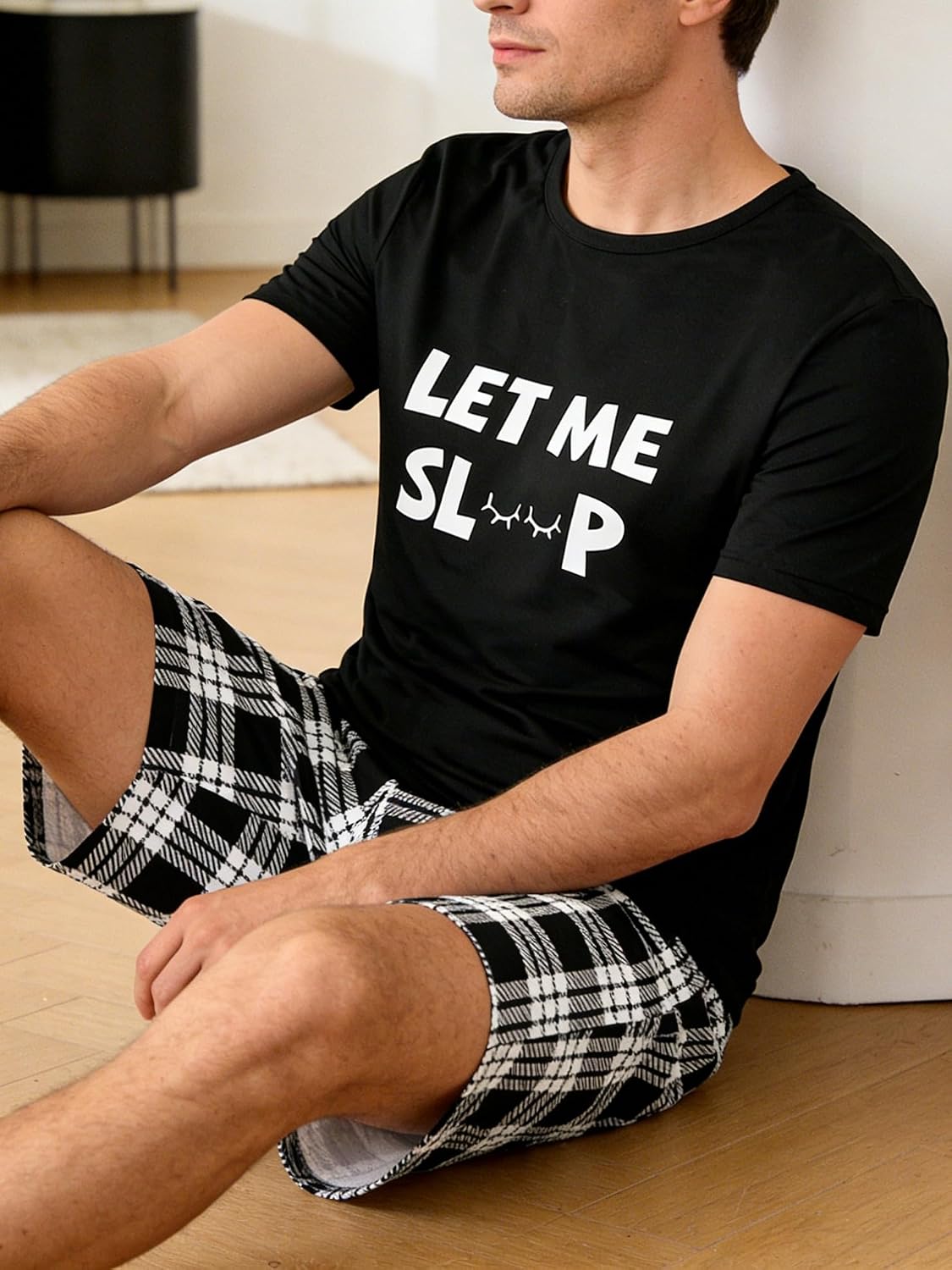 Men’s Print Loungewear Set, Short Sleeve T-Shirt and Shorts, Comfortable Sleepwear for Men, Casual Homewear Set