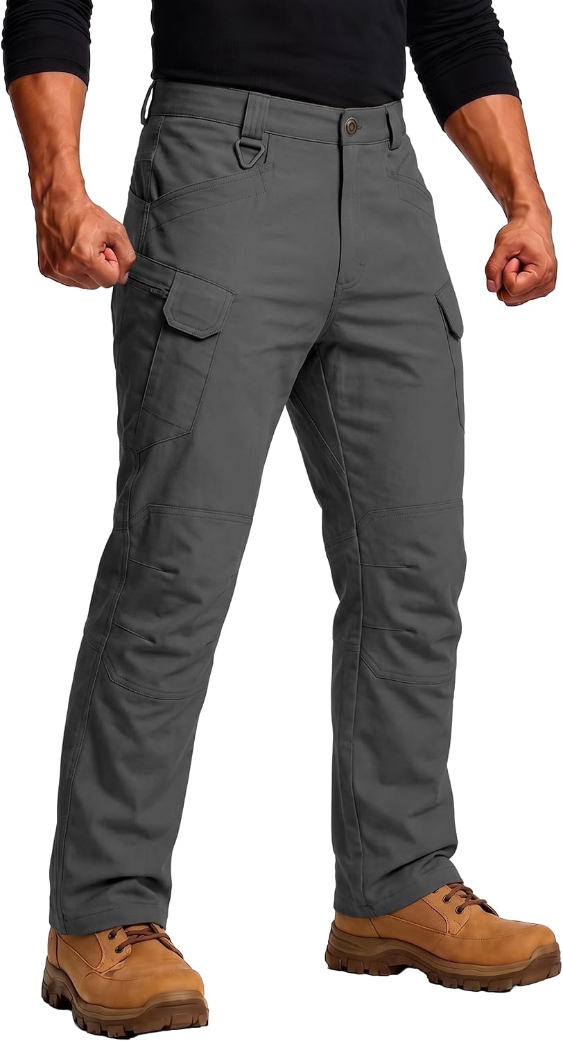 Stretch Tactical Pants for Men, Water Resistant Hiking Work Pants with 6 Pockets