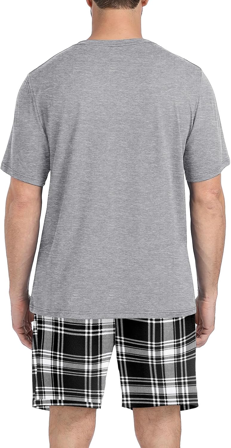 Couples Pajamas Set Short Sleeve Raglan Shirts and Shorts Lounge Sleepwear