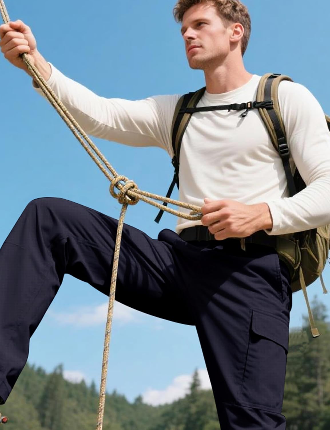 Lzzidou Men's Hiking Cargo Pants Tactical Work Travel Trousers