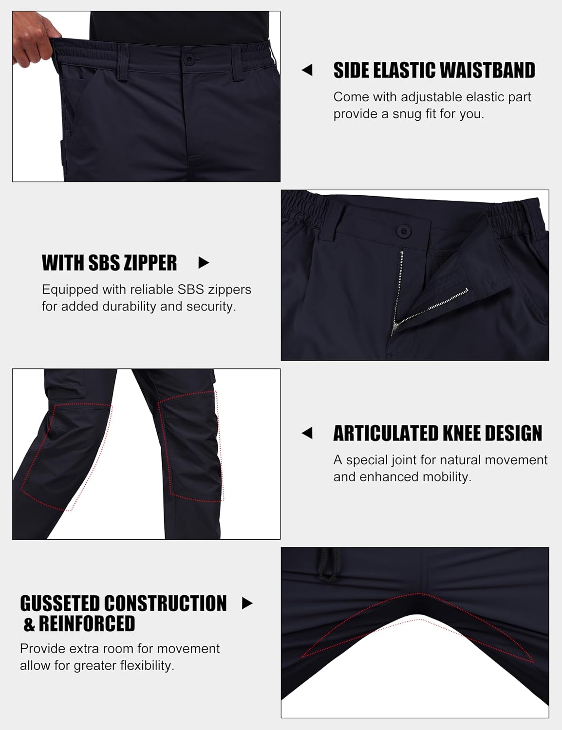 Lzzidou Men's Hiking Cargo Pants Tactical Work Travel Trousers