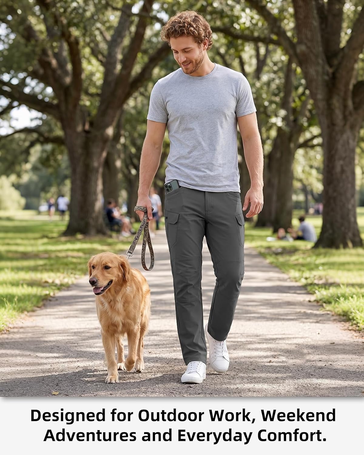 Stretch Tactical Pants for Men, Water Resistant Hiking Work Pants with 6 Pockets