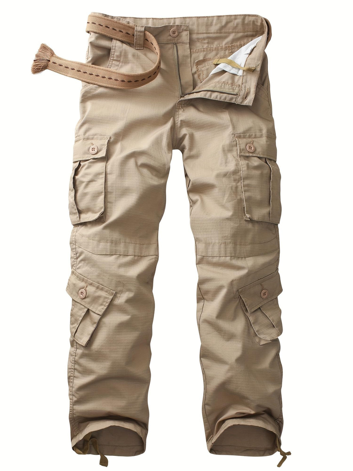 Men's Camo Cargo Work Pants Ripstop Lightweight Wild Army Military BDU Outdoor Trousers with 8 Pocktets (No Belt)