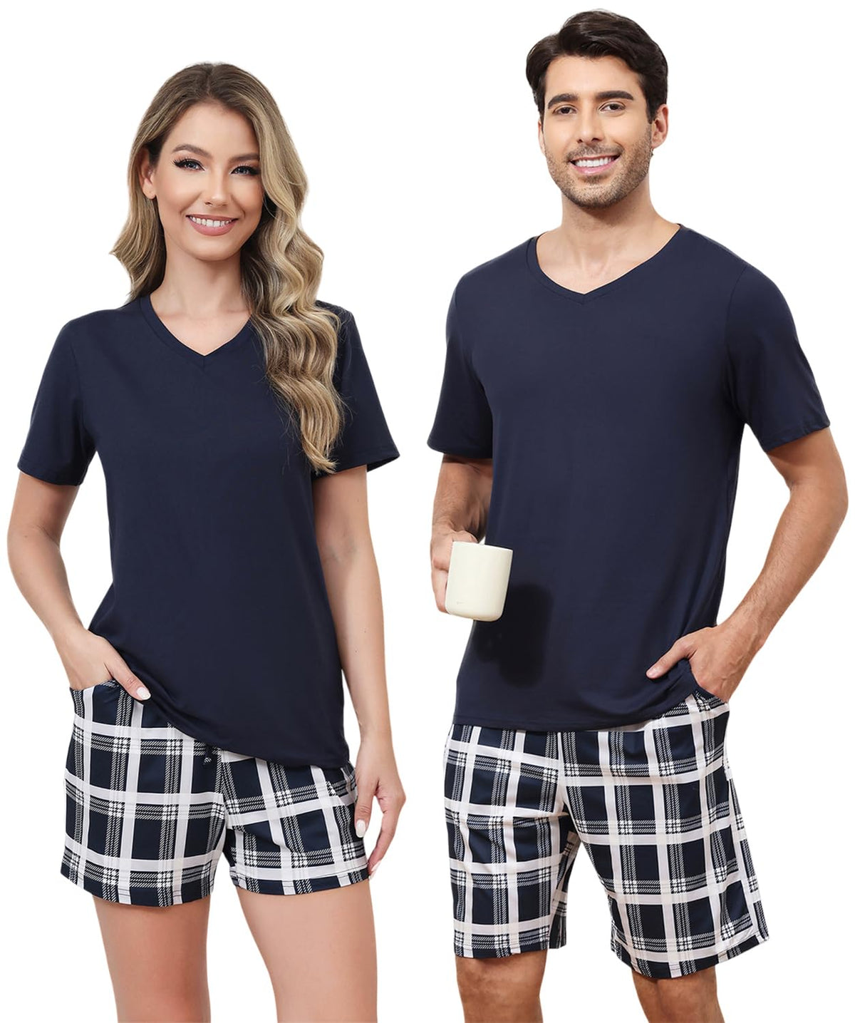 Matching Pajamas for Couple Set Short Sleeve Soft Sleepwear