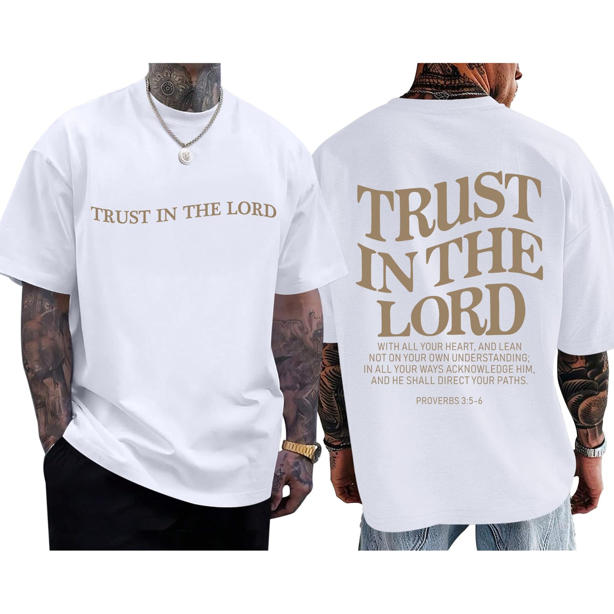 Christian Jesus Shirts for Men Trust in The Lord Tshirt God Faith Religious Bible Verse Oversized Graphic Cotton Tees