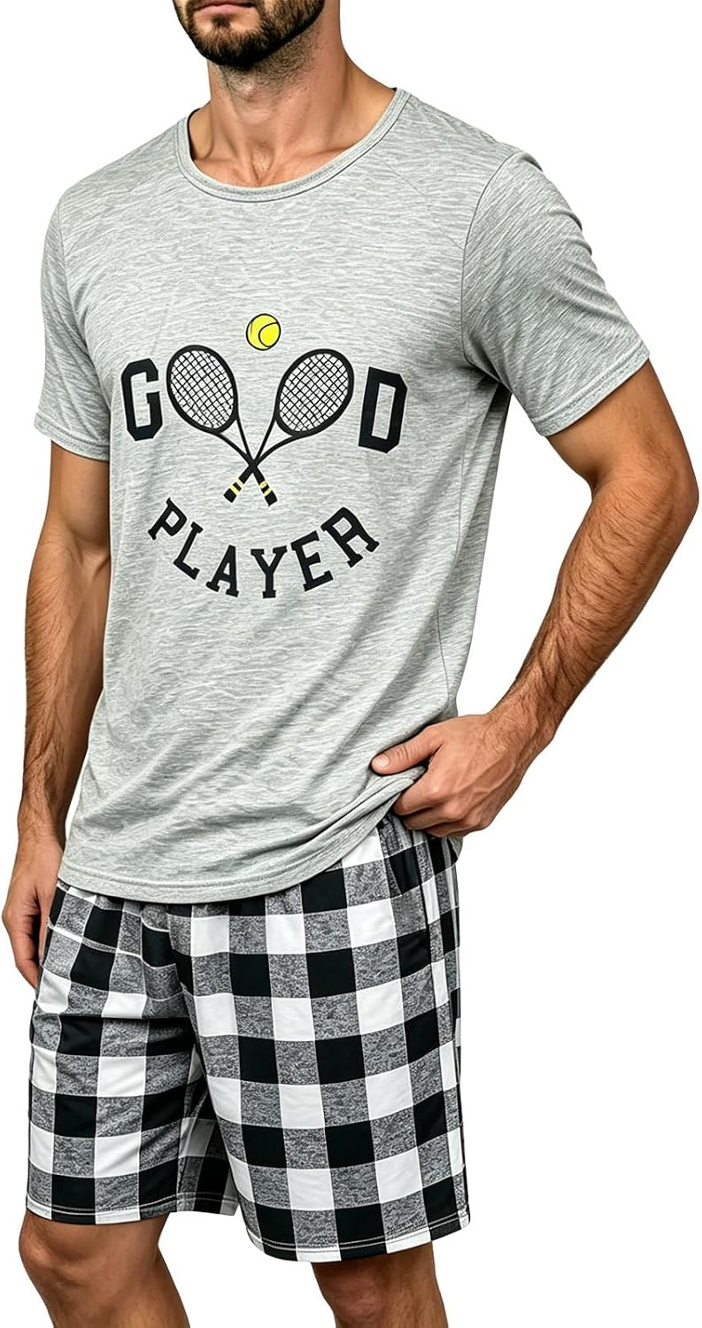 Men's Summer Pajama Set - Short Sleeve & Shorts Lounge Wear