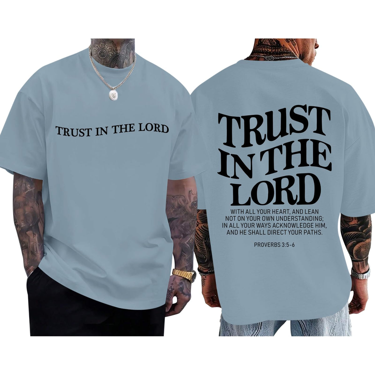 Christian Jesus Shirts for Men Trust in The Lord Tshirt God Faith Religious Bible Verse Oversized Graphic Cotton Tees