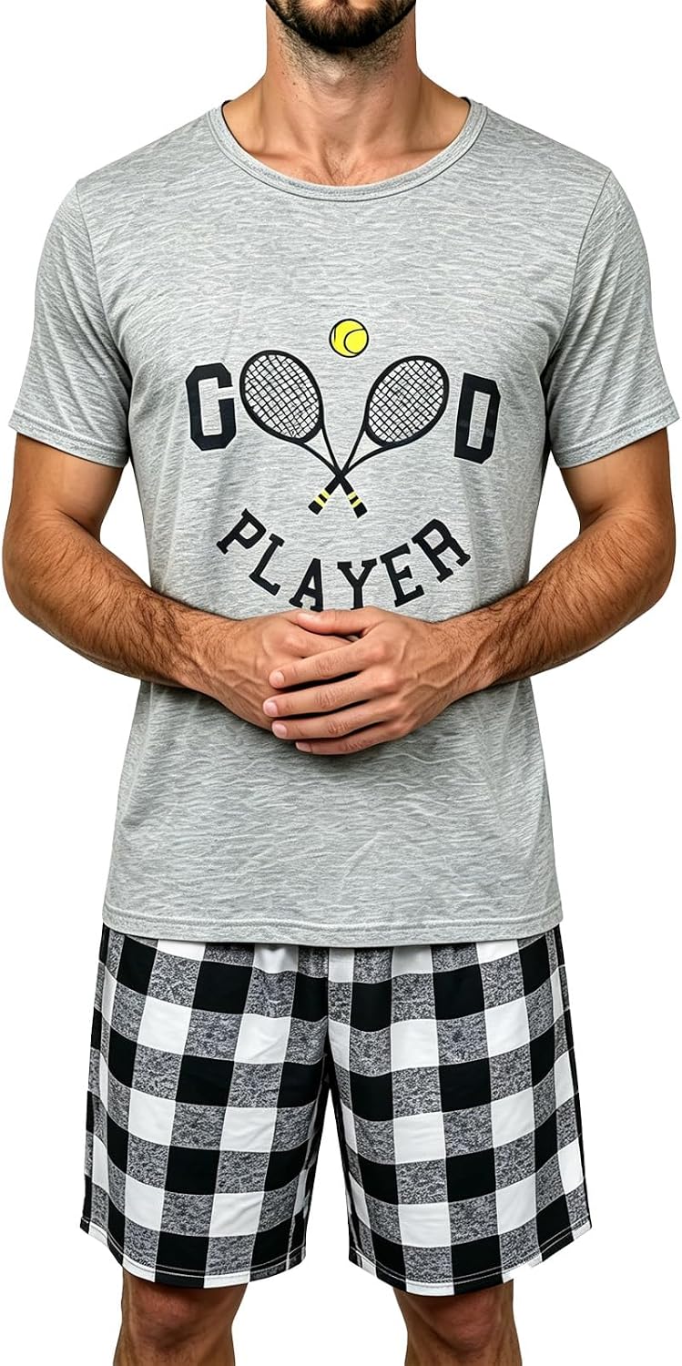 Men's Summer Pajama Set - Short Sleeve & Shorts Lounge Wear