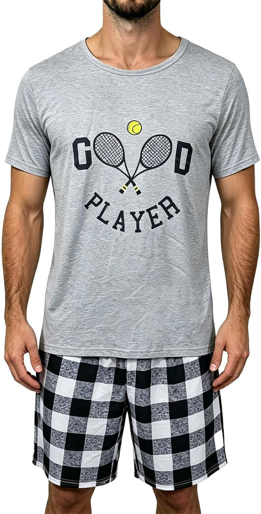 Men's Summer Pajama Set - Short Sleeve & Shorts Lounge Wear