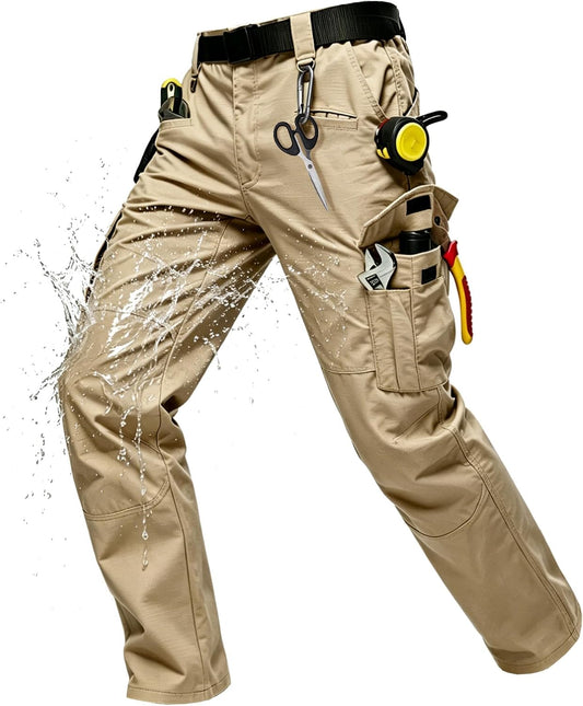SWISSWELL Mens Tactical Cargo Work Pants Water Resistant Ripstop 10 Pockets