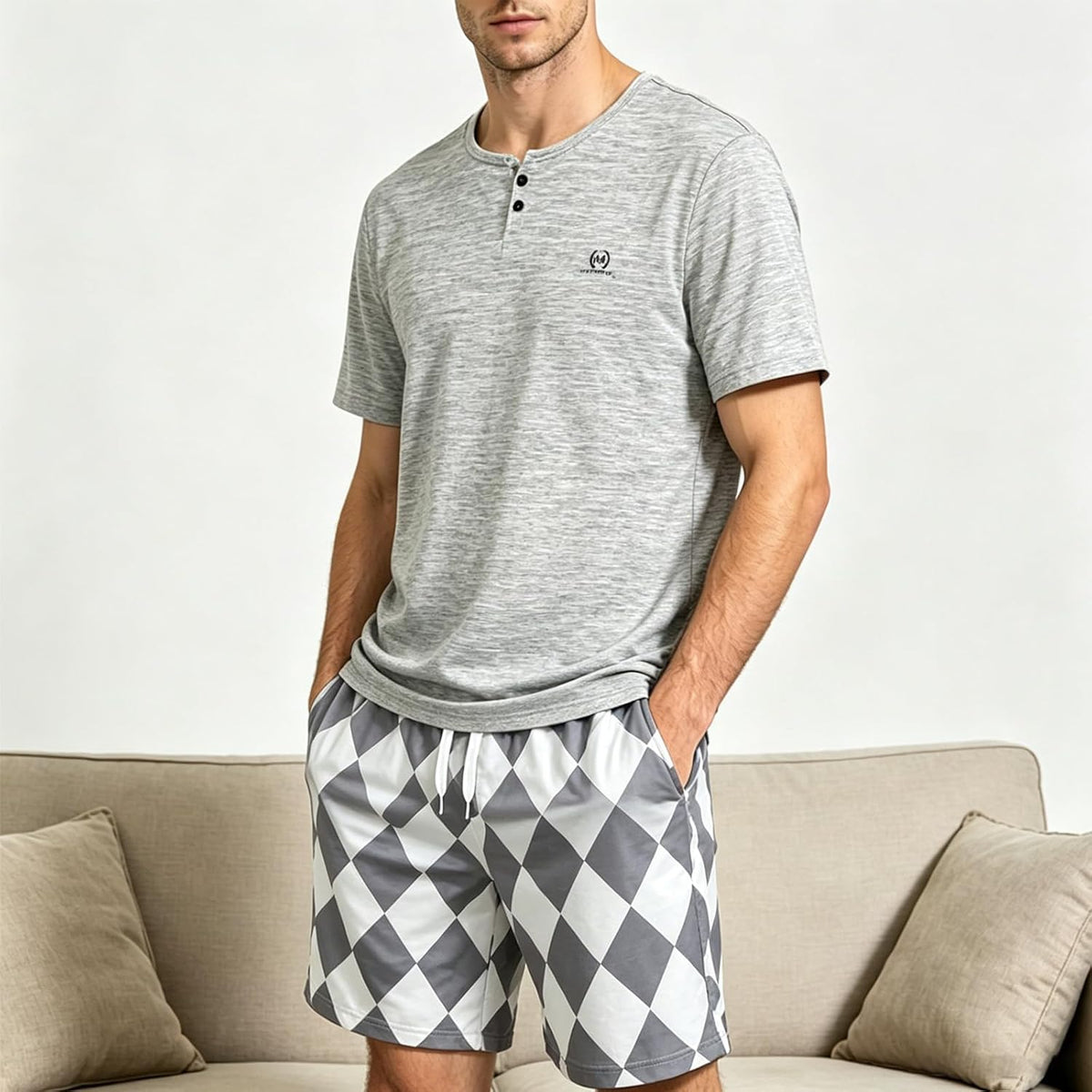 Men's Pajama Lounge Set - Soft 2 Piece Casual Sleepwear