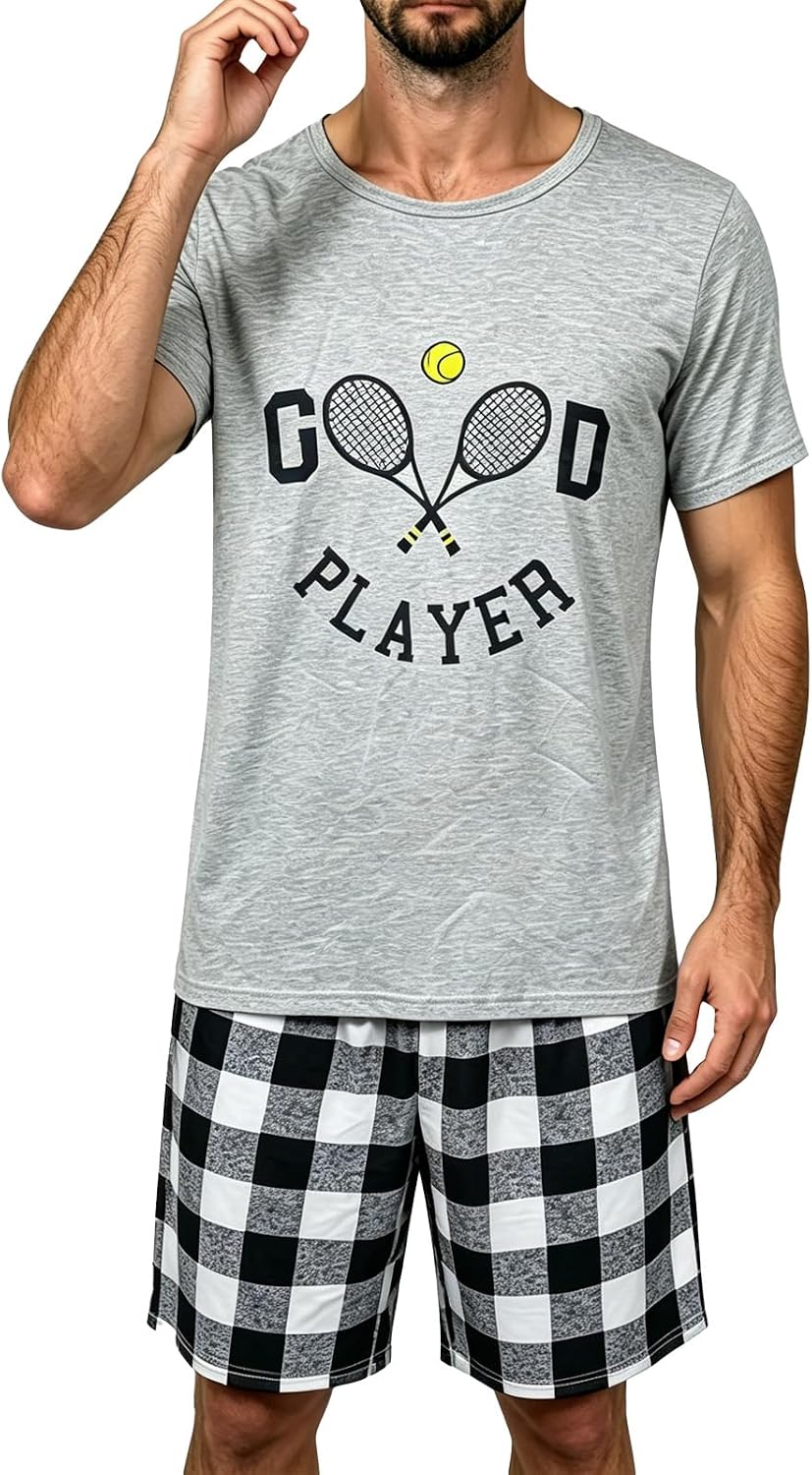 Men's Summer Pajama Set - Short Sleeve & Shorts Lounge Wear