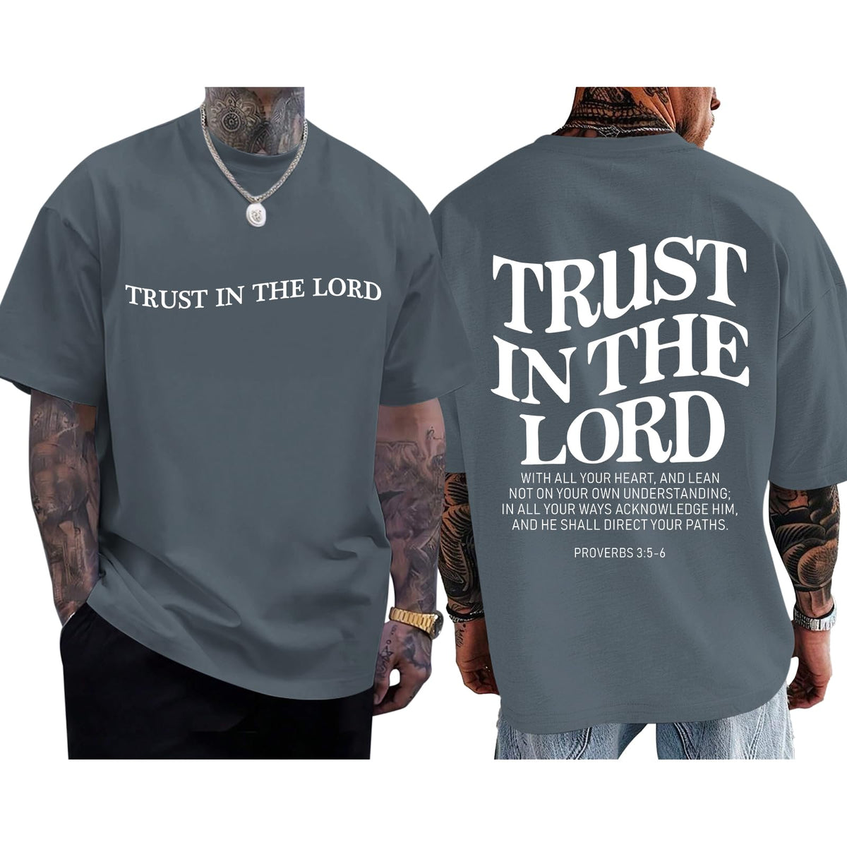Christian Jesus Shirts for Men Trust in The Lord Tshirt God Faith Religious Bible Verse Oversized Graphic Cotton Tees
