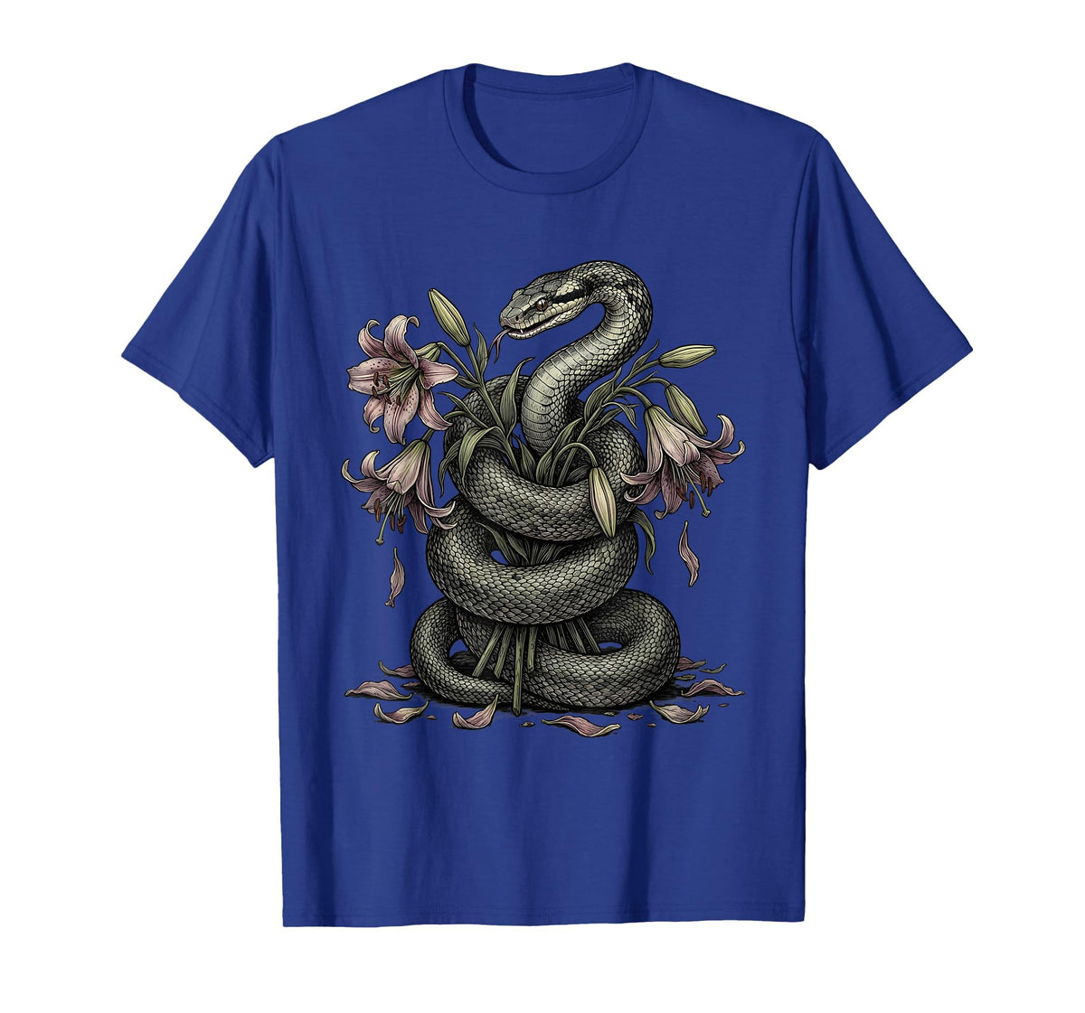 Snake and Wilting Lily Bouquet Emo Graphic T-Shirt