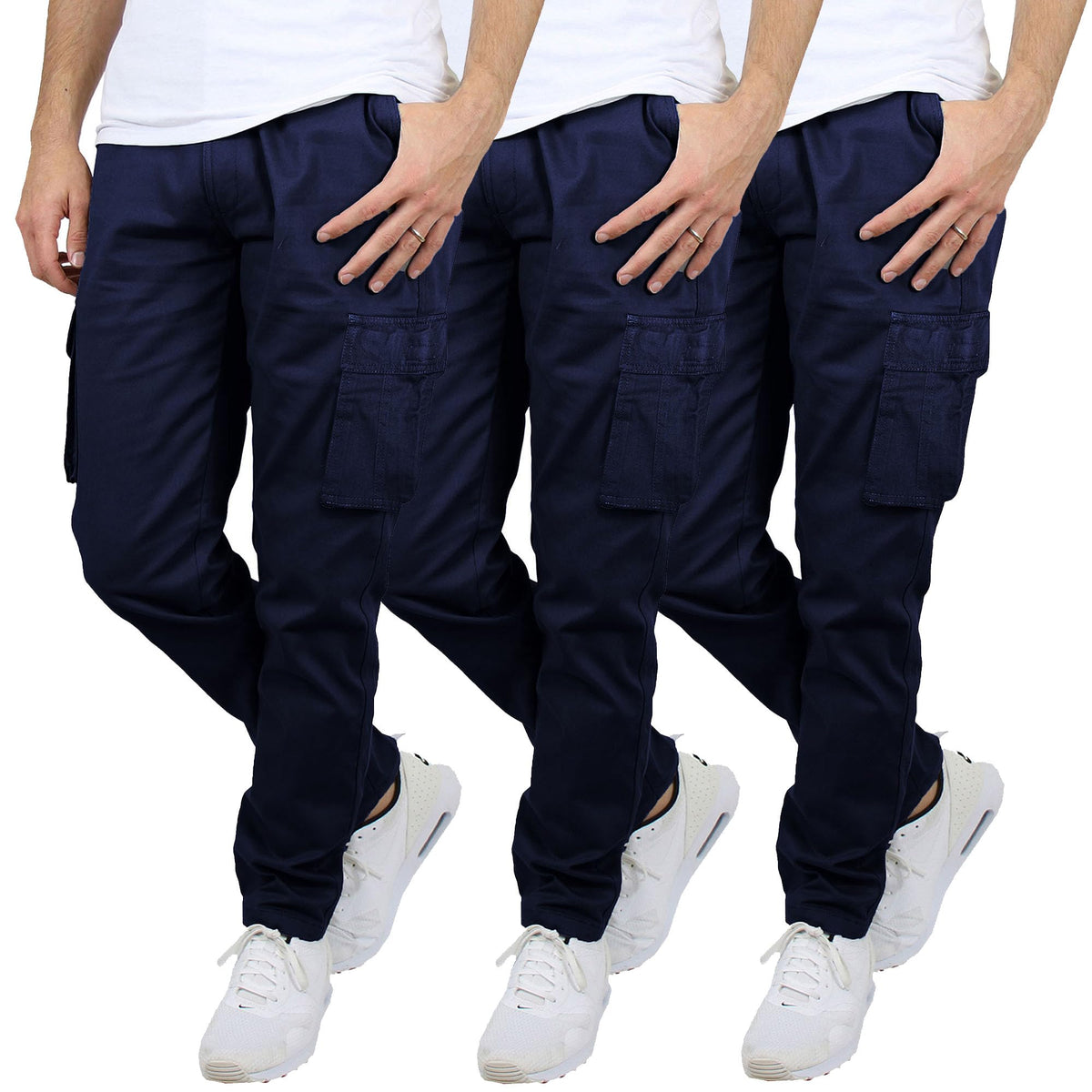 Cargo Pants for Men 3-Pack Flex Stretch Utility Trousers Durable Work Outdoor Wear Mens Cargo Pants 31 Inch Inseam