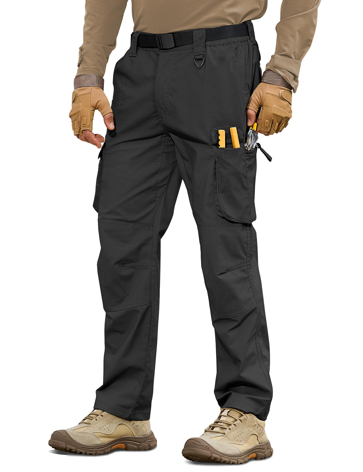 MOURCE Tactical Pants for Men Ripstop - EDC Work Cargo Pants 10 Pockets